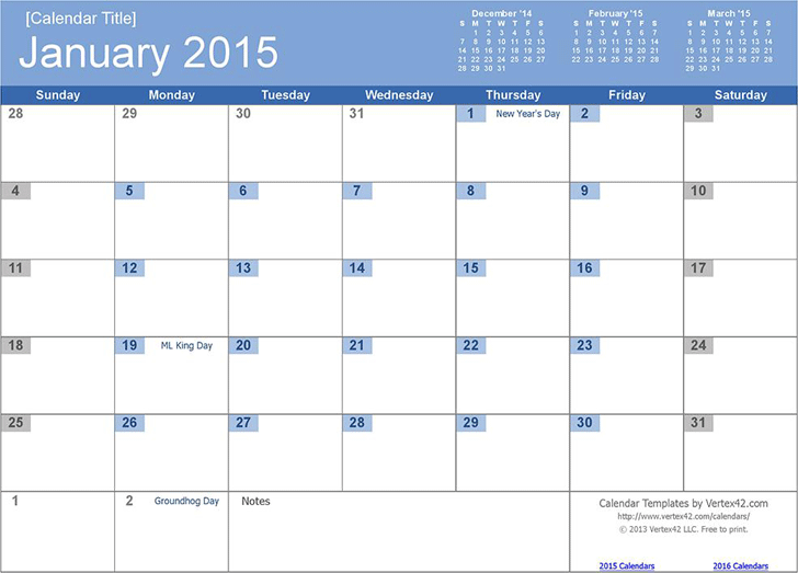 12 Month Calendar 2015 1