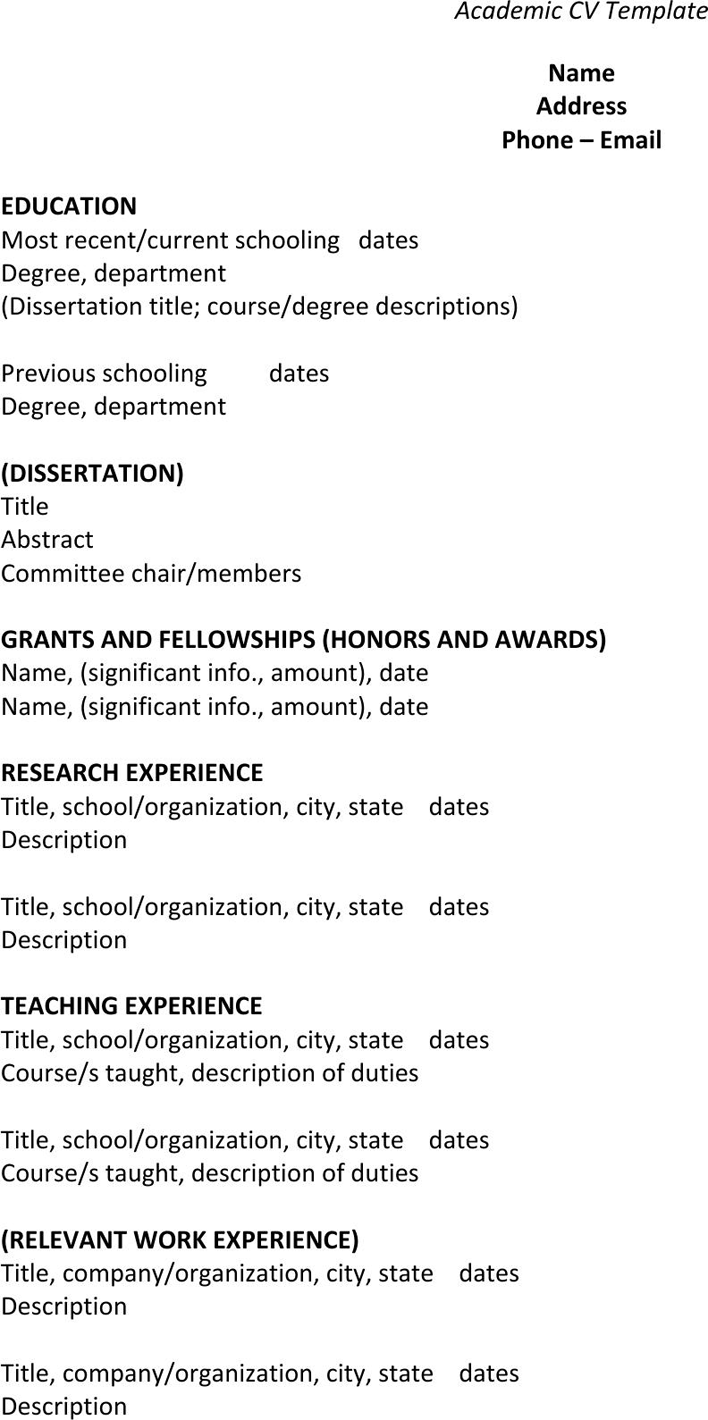Academic CV Template