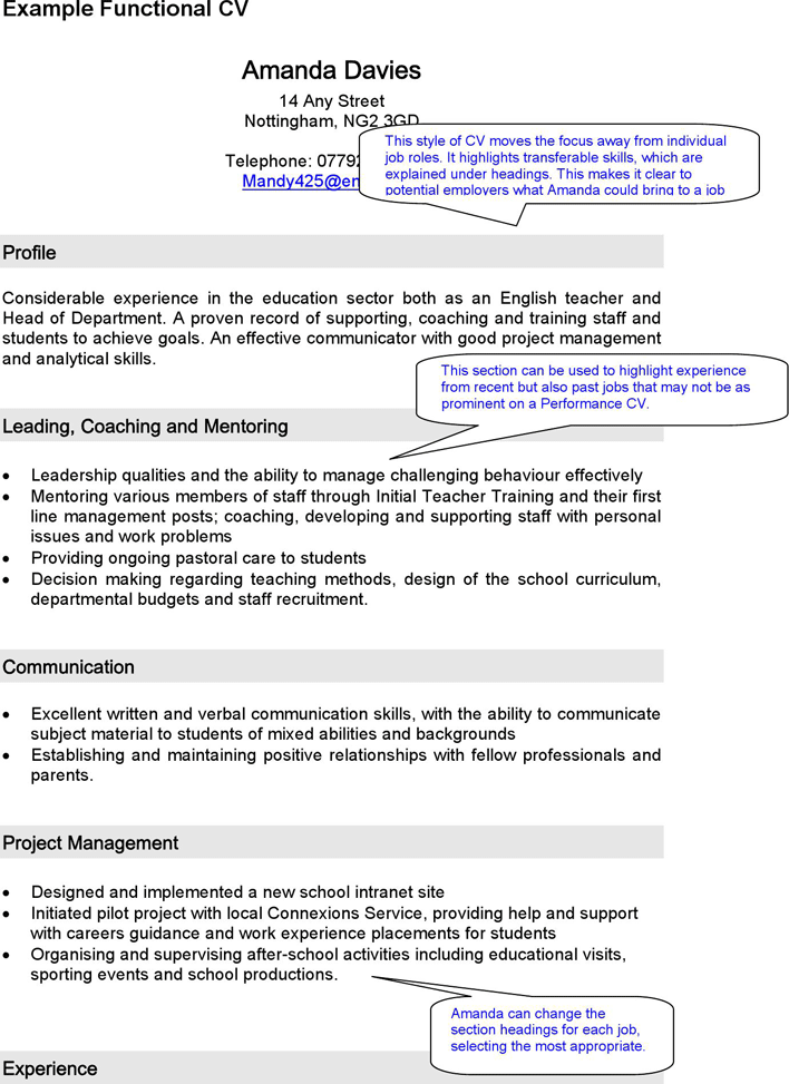 an Example of a Functional CV