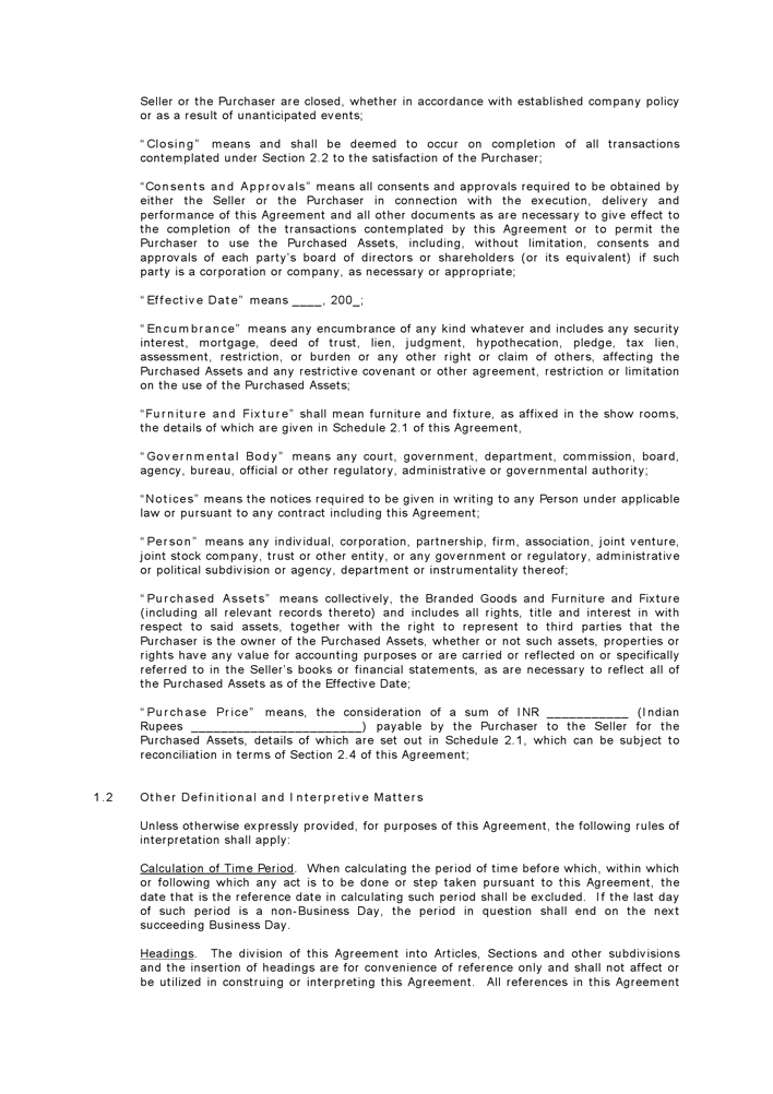 Asset Purchase Agreement 1 Page 3