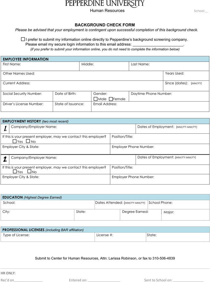 Background Check Form 2