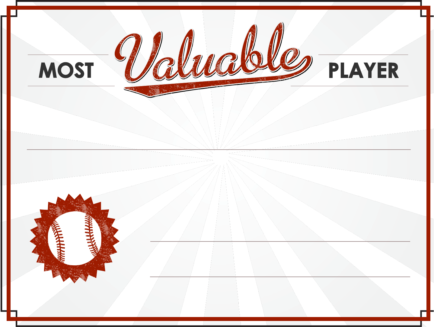 Most Valuable Player Award Certificate