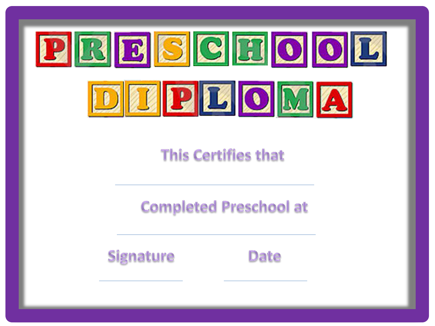 Pre-Kindergarten Graduation Certificate