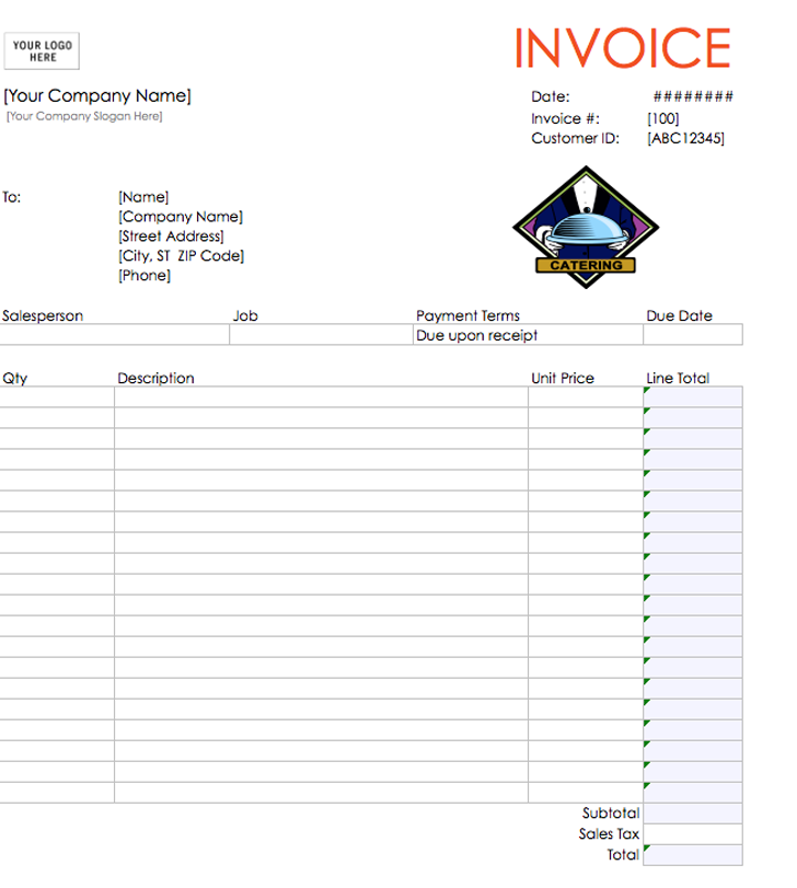 Catering Invoice Template 1