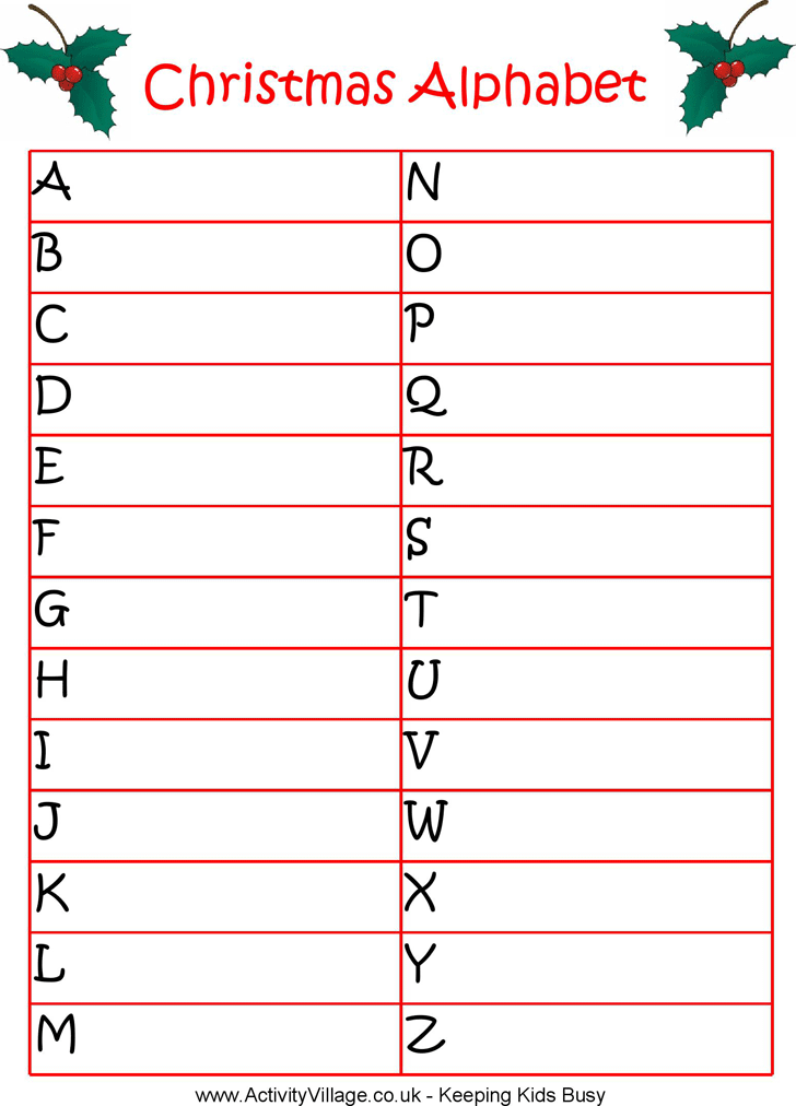 Holiday Abc Game Template