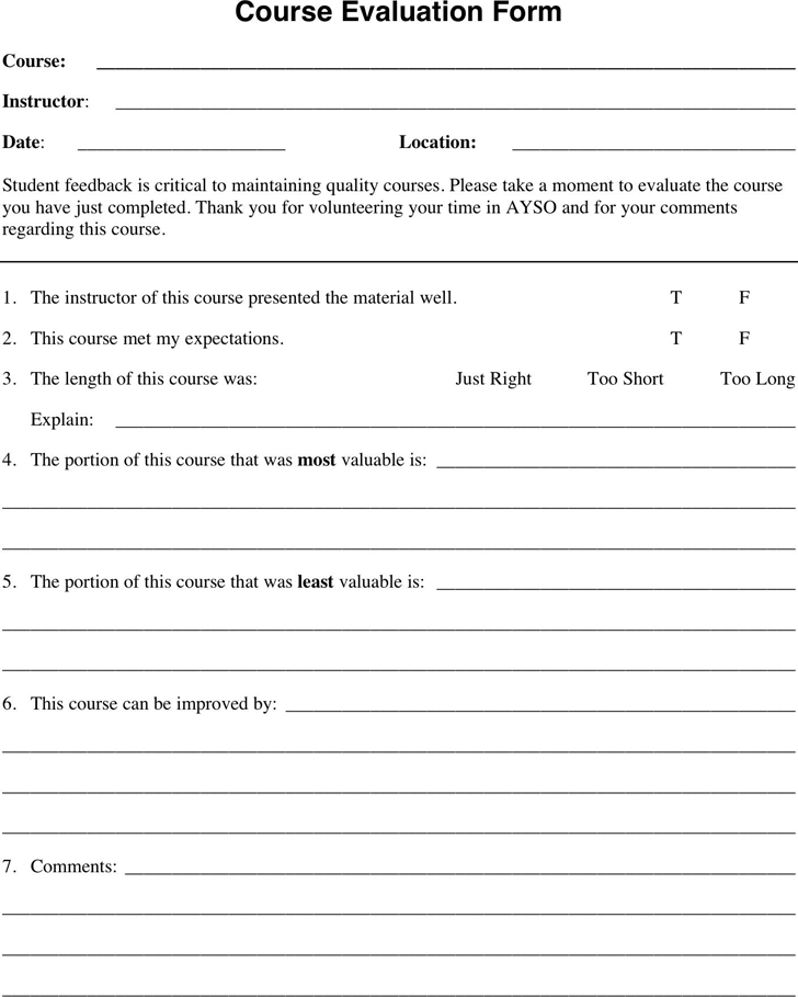 Course Evaluation Form 1