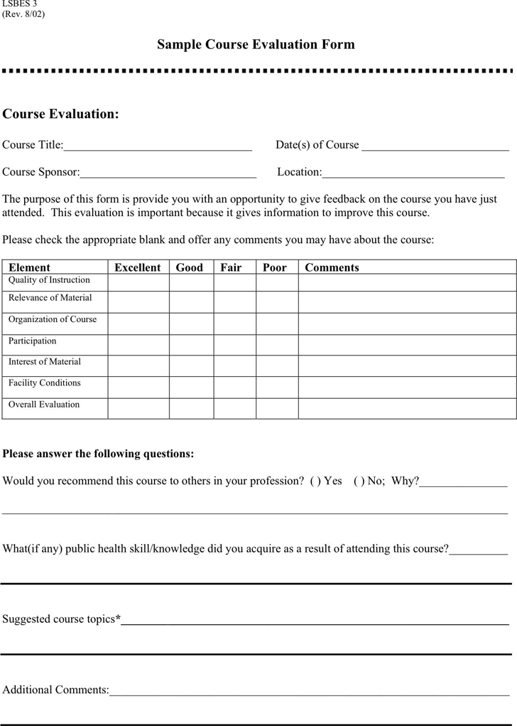 Course Evaluation Form 3