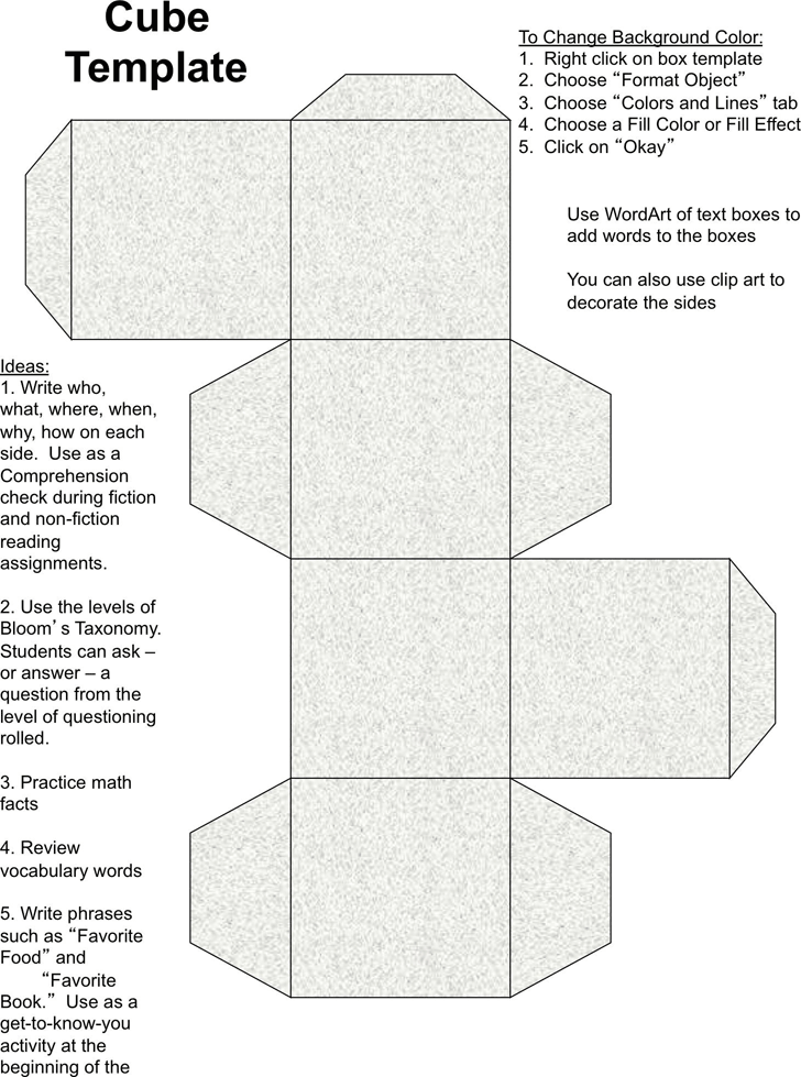 Cube Template For Teachers