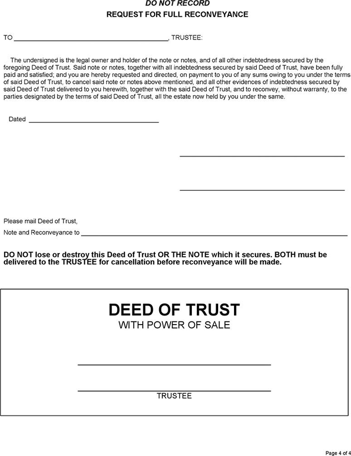 Deed of Trust With Assignment of Rents (Long Form) Page 4
