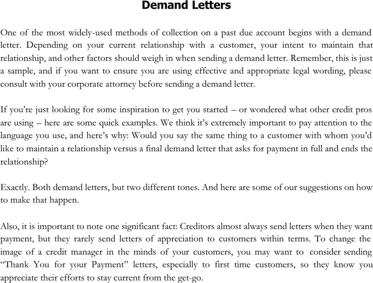 Demand Letter Sample 1