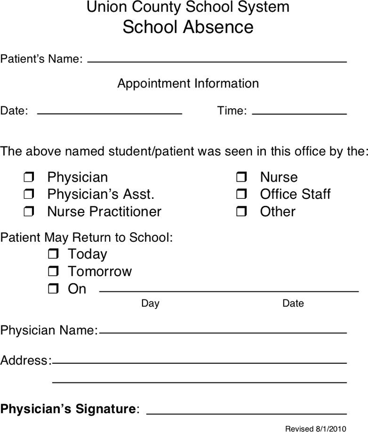 Doctors Note Template 2