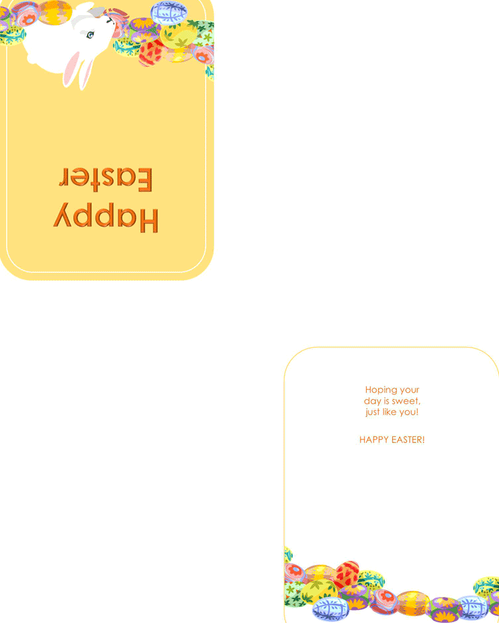 Easter Card Template With Bunny And Eggs