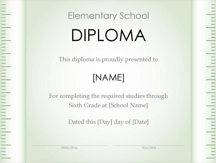 Elementary School Diploma Certificate (Ruler Design)
