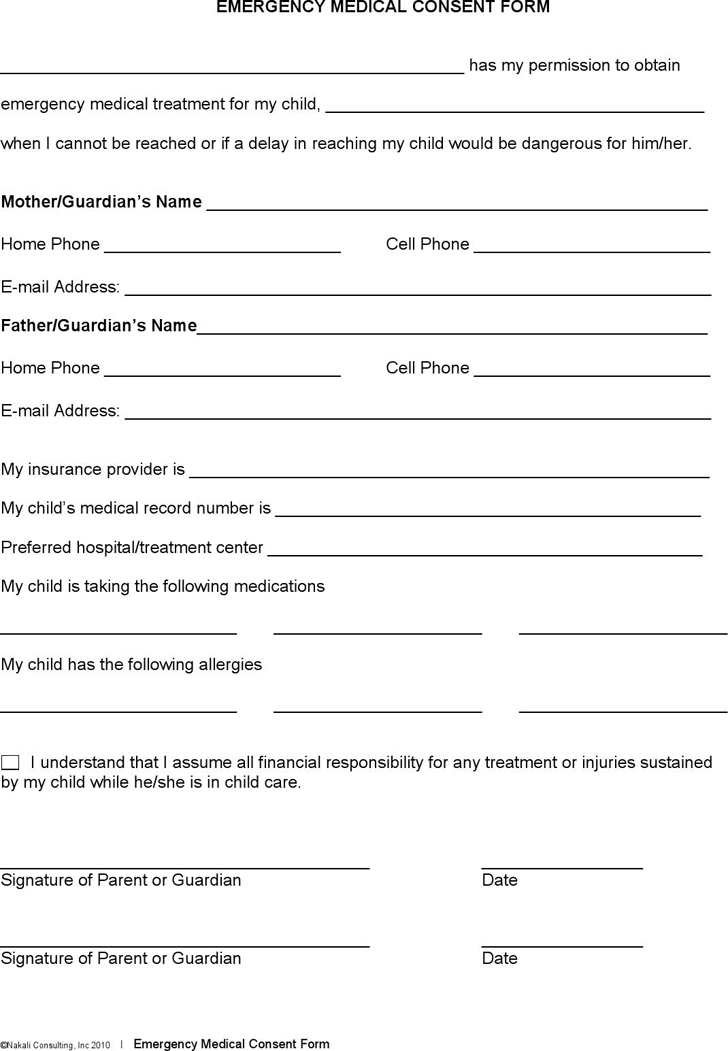 Emergency Medical Consent Form