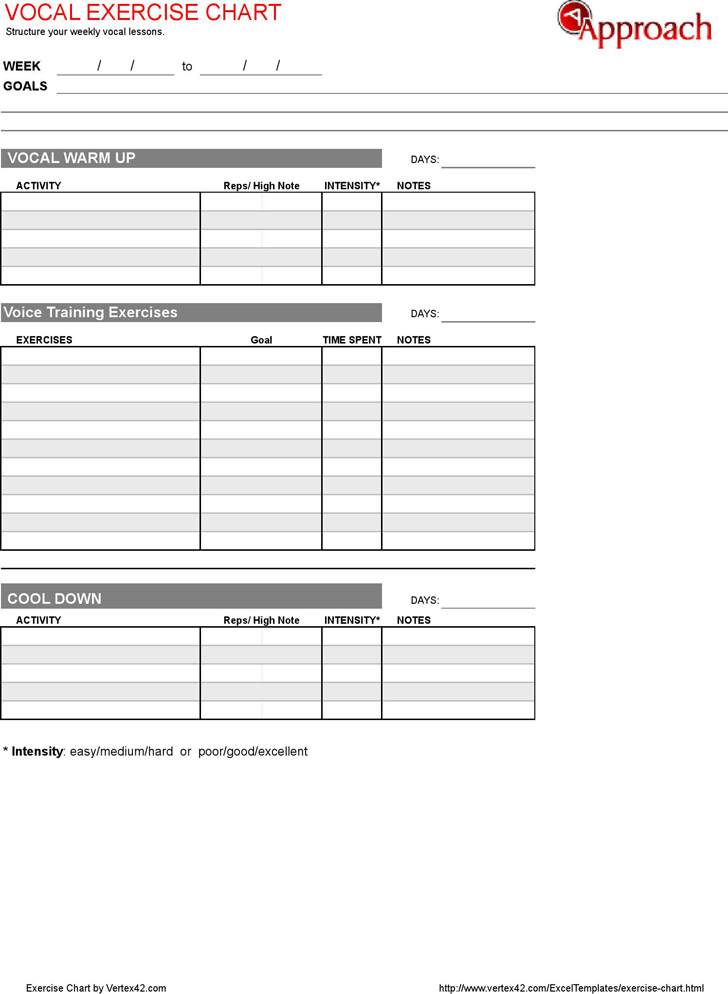 Exercise Chart Template 2