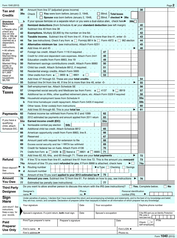 Form 1040 Page 2