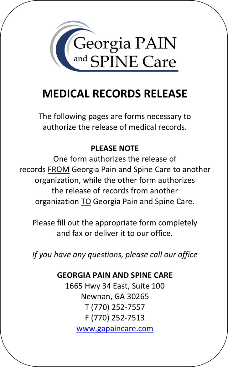 Georgia Medical Records Release Form 1