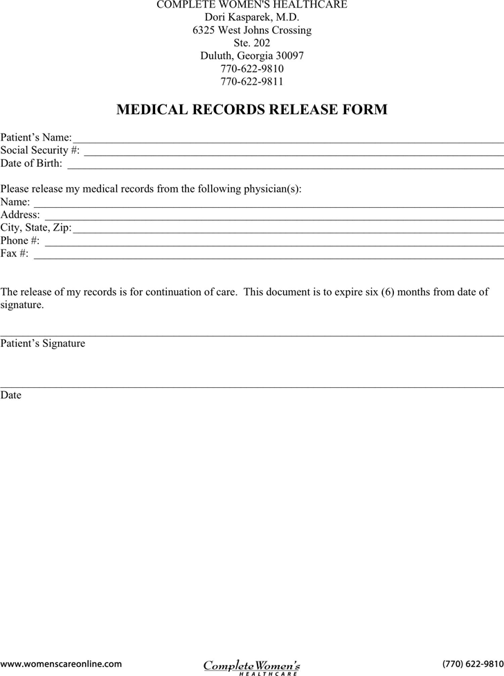 Georgia Medical Records Release Form 3