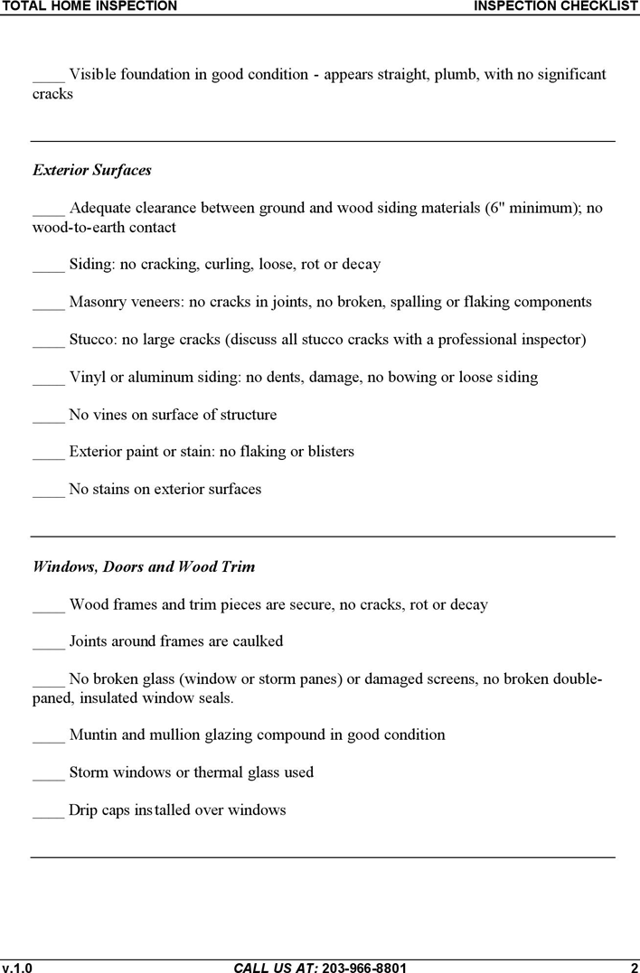 Home Inspection Checklist 2 Page 2