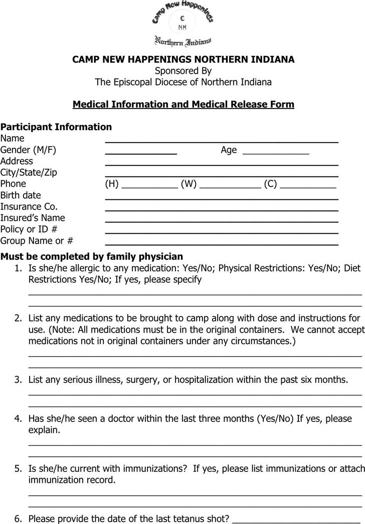 Indiana Medical Release Form 2