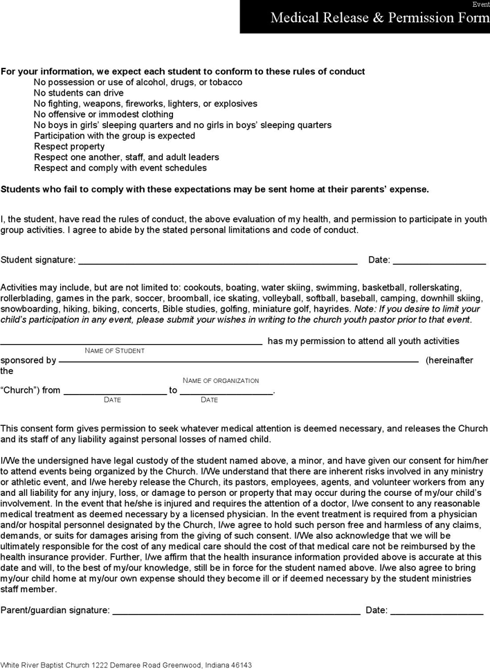 Indiana Youth Medical Release Form Page 2