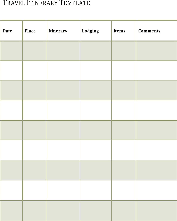 Itinerary Template 3