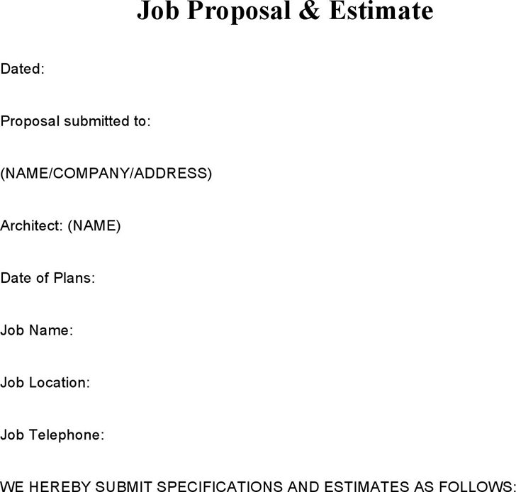 Job Proposal Samples & Estimate