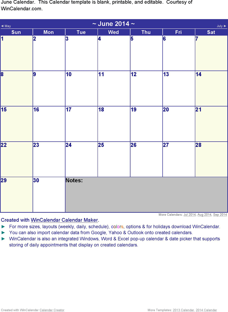June 2014 Calendar 3