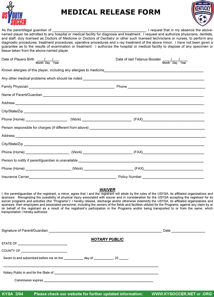 Kentucky Medical Release Form