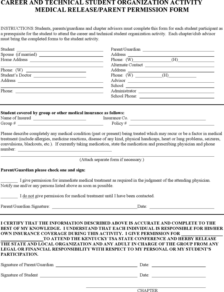 Kentucky Medical Release/Parent Permission Form