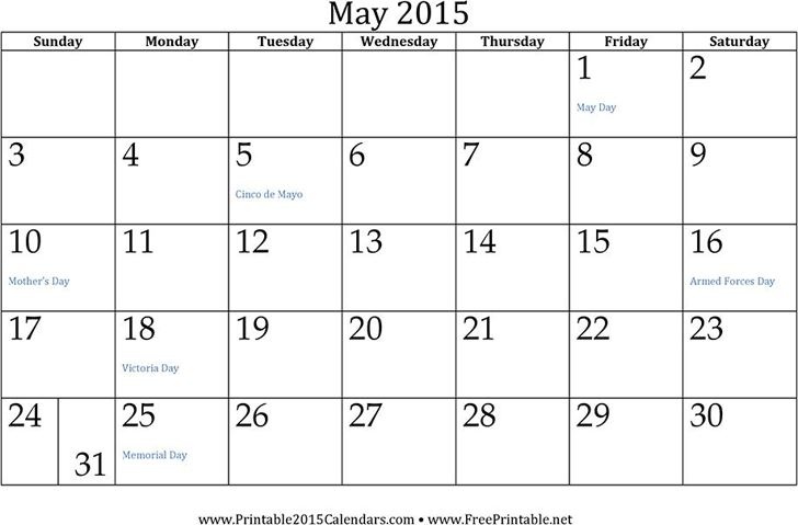 May 2015 Calendar 1