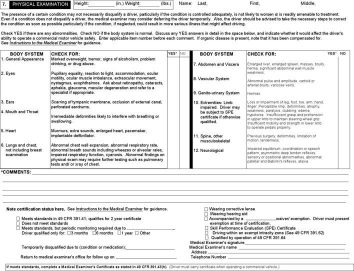 Medical Examination Report For Commercial Driver Fitness Determination Page 3
