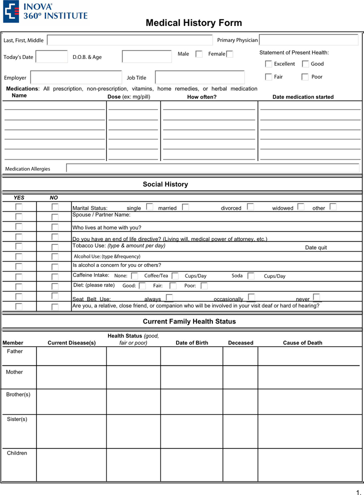 Patient History Form Template Collection