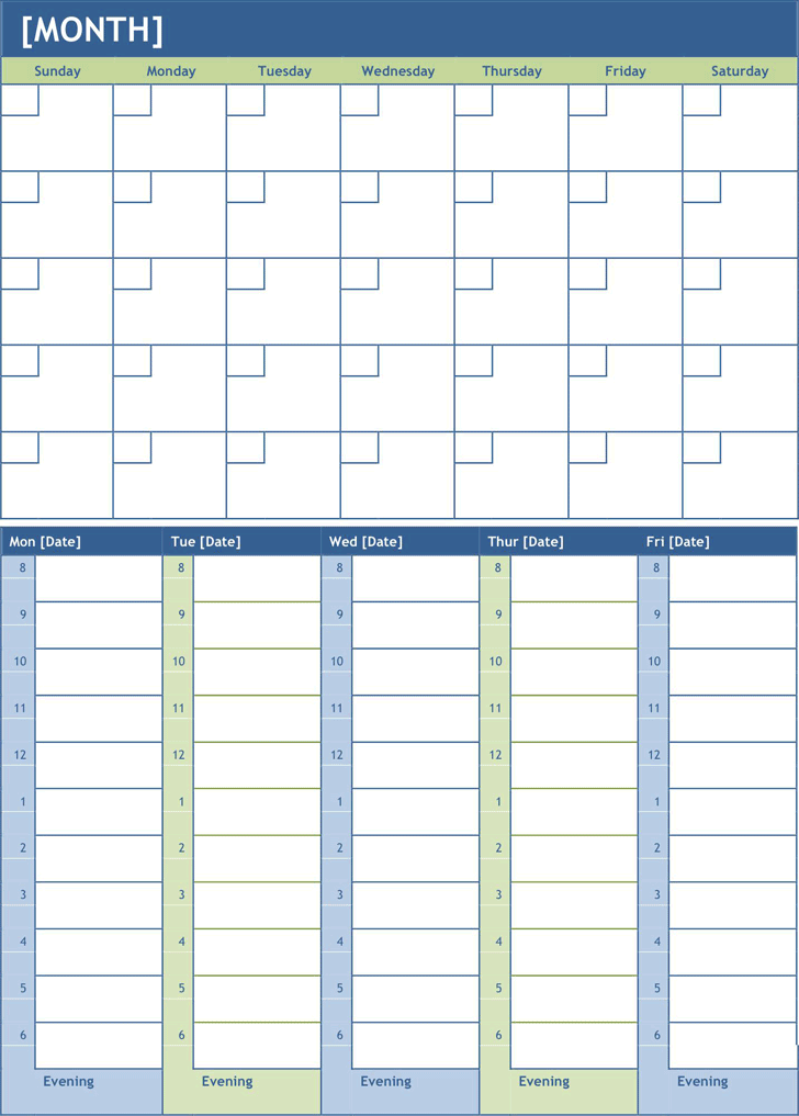 Monthly Planning Calendar Template