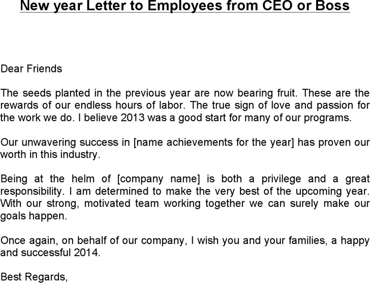 New year Letter to Employees from CEO or Boss