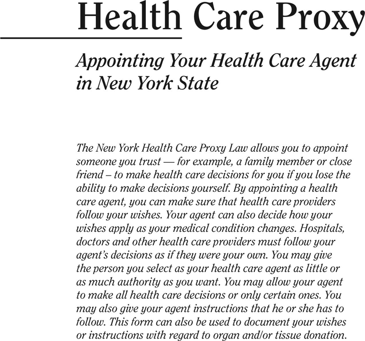 New York Health Care Proxy Form