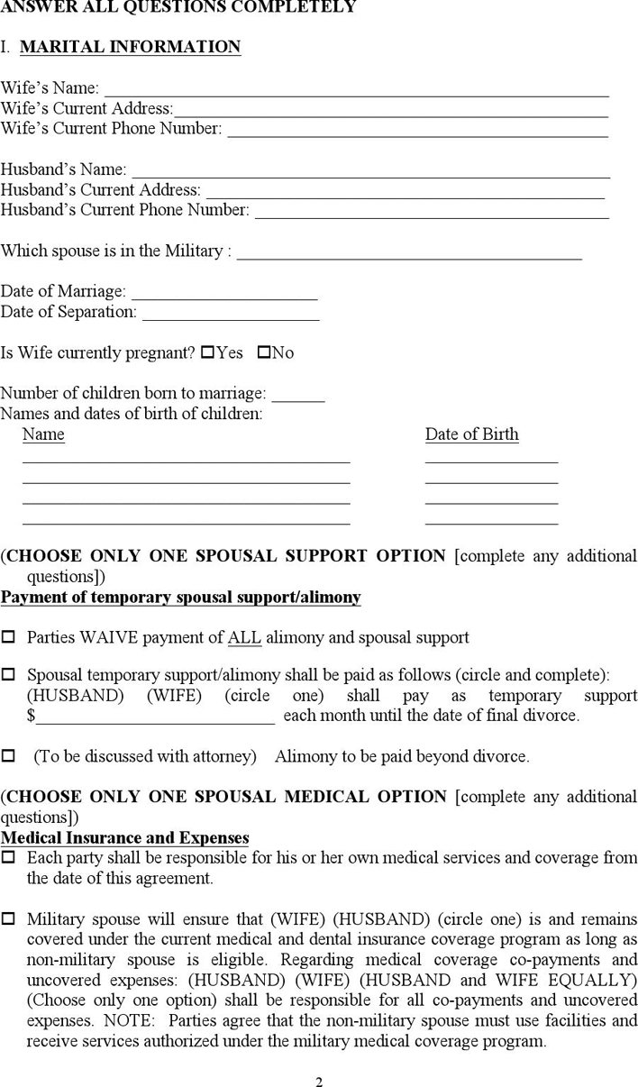 North Carolina Separation Agreement Template Page 2