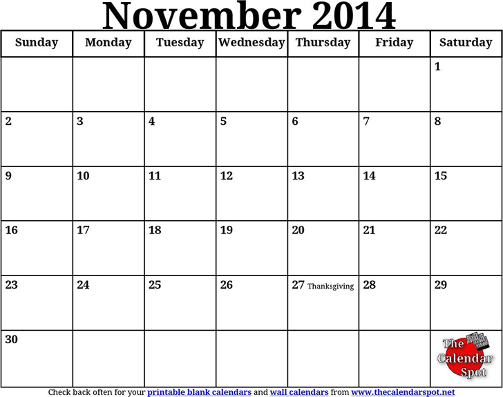November 2014 Calendar 1