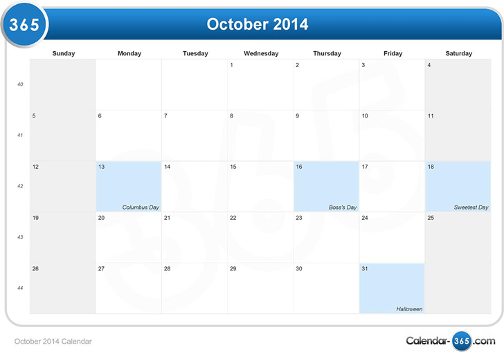 October 2014 Calendar 3