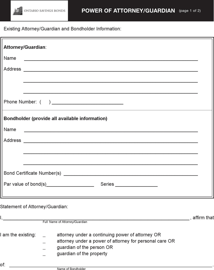 Ontario Power of Attorney/Guardian Form