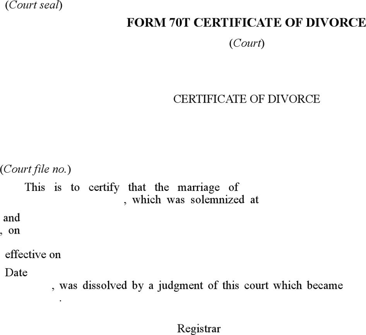 Prince Edward Island Certificate of Divorce Form