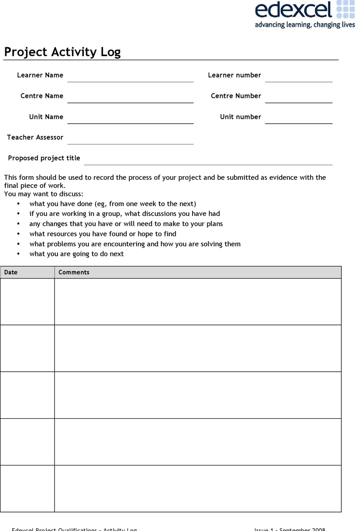 Free Activity Log Templates 10  Word Excel PDF Formats