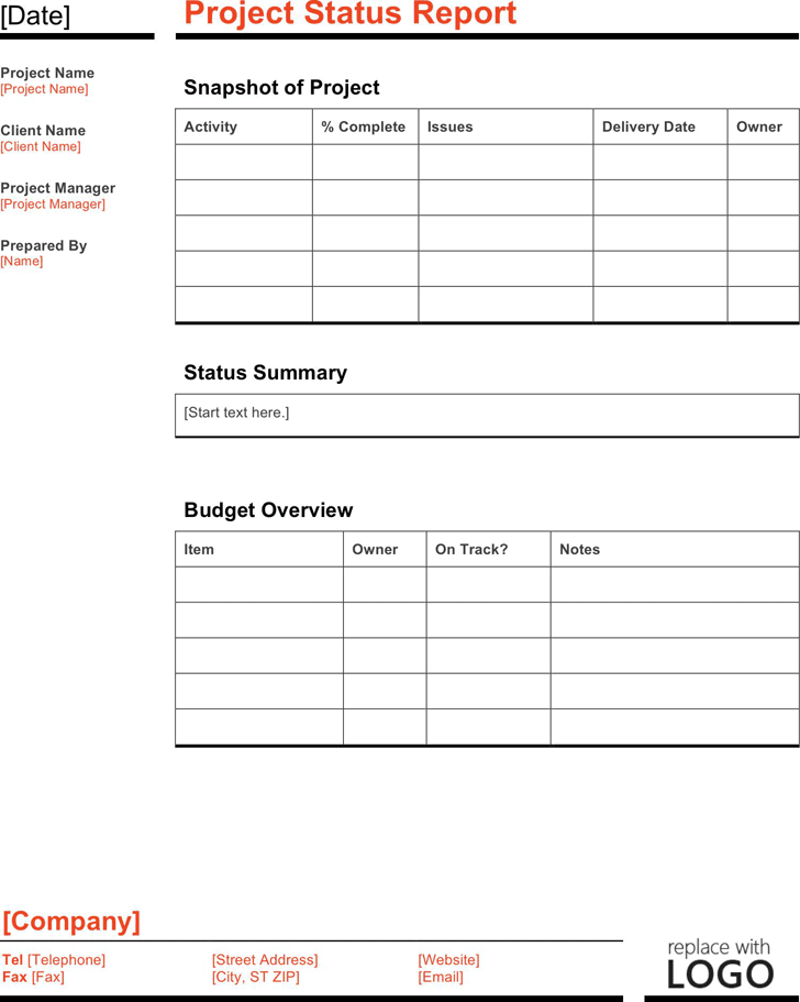 Project status report Template
