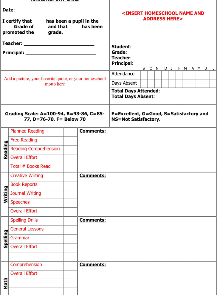 Report Card Template 1