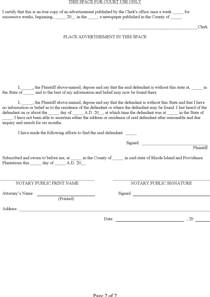 Rhode Island Divorce Complaint Form Page 2