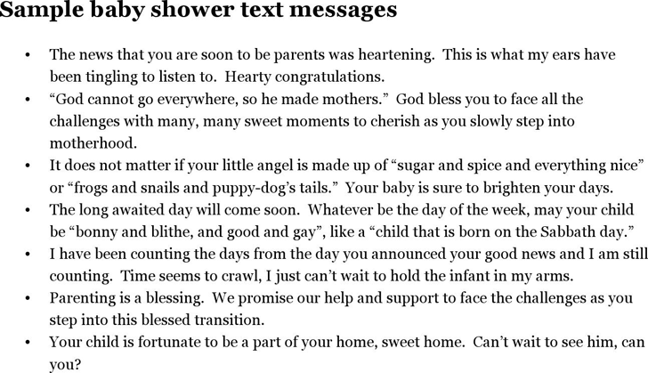 Sample Baby Shower Text Messages