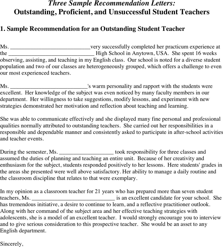 Sample Letter of Recommendation For Student Teacher 1