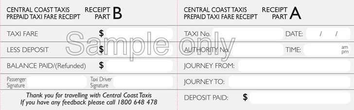 Sample Prepaid Taxi Receipt
