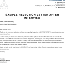 Rejection Letter Sample