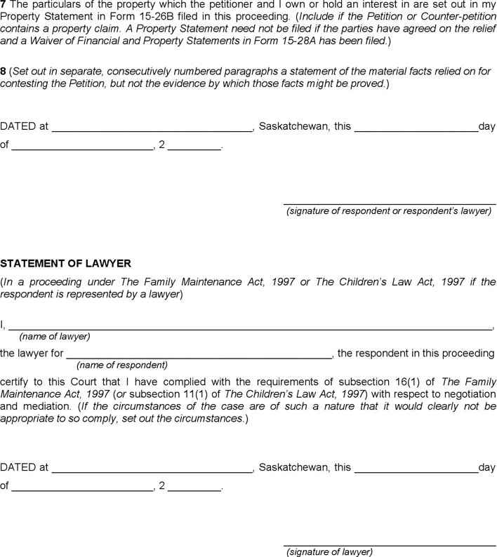 Saskatchewan Answer Form Page 2